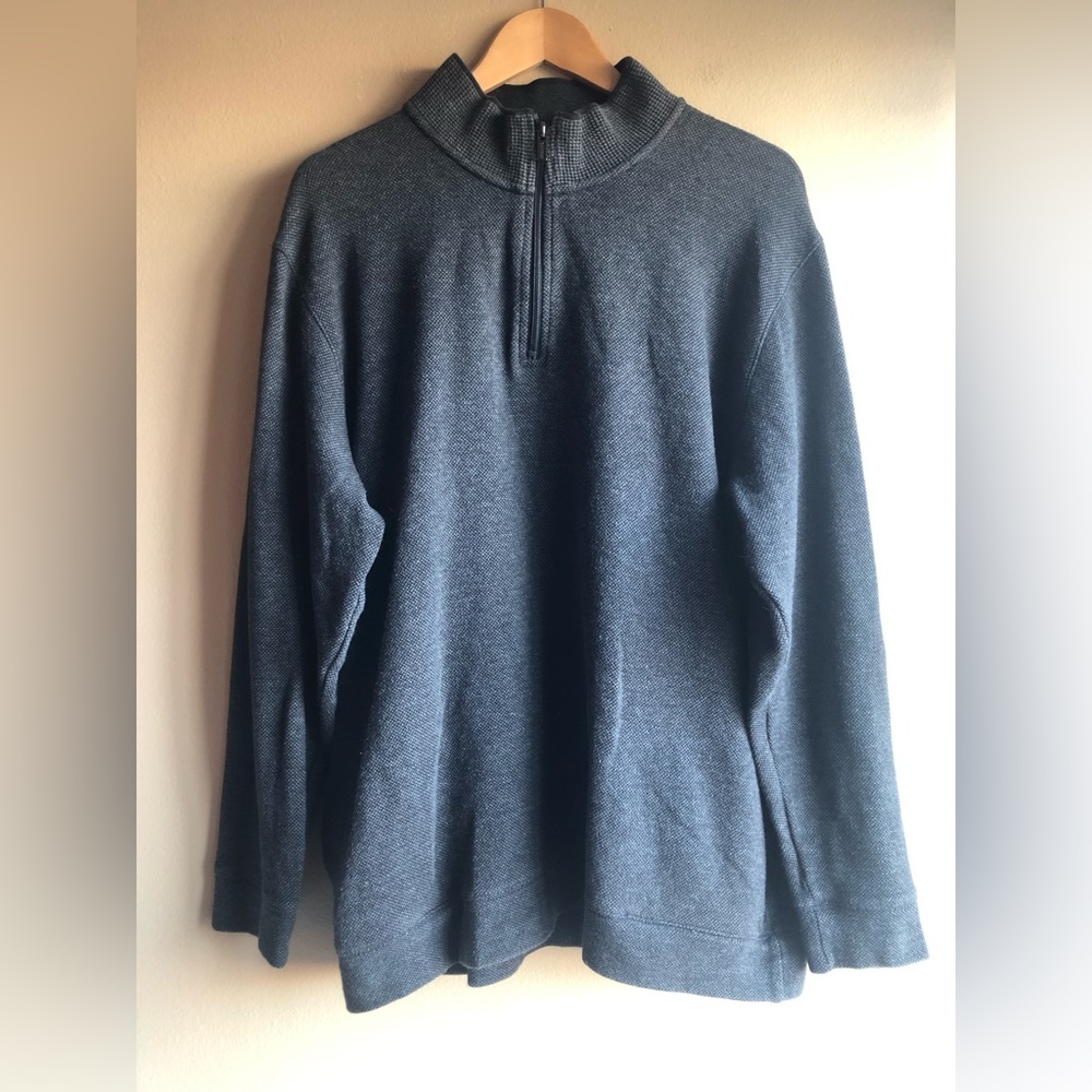 COLE HAAN Men’s Gray Half Zip Pullover Sweater Long Sleeve Size XL